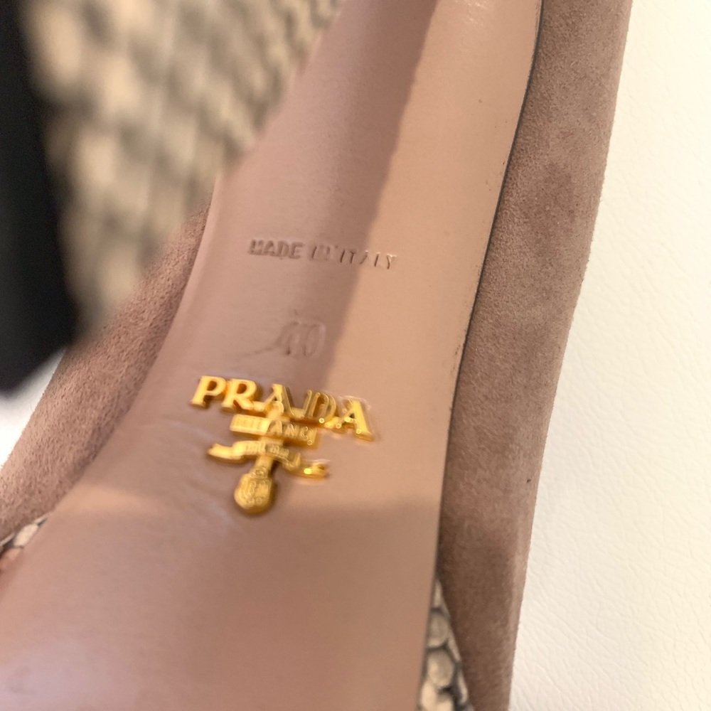 Prada Python Suede Open Toe Heels Sz 40 - image 6